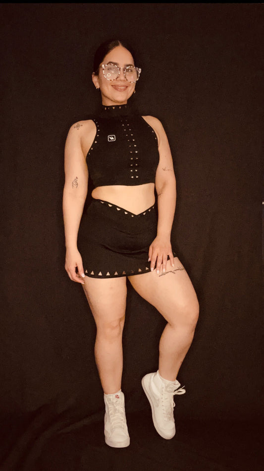 V Skirt Black Set